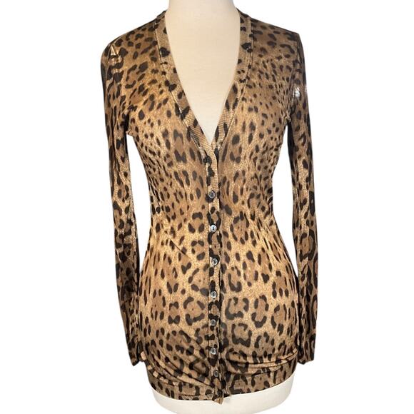 Dolce & Gabbana Sweaters - Dolce & Gabbana Leopard Print Cardigan made In Italy Size 38 Luxury Soft Button